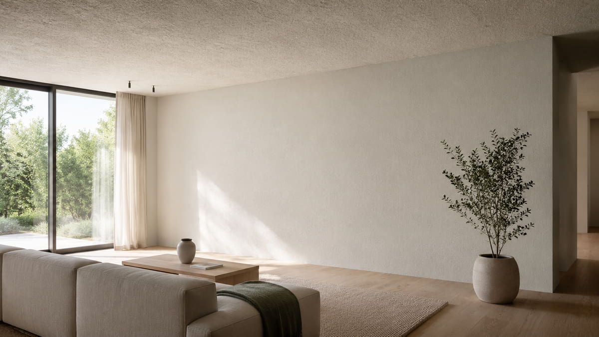 Ruhige Innenwand mit nahtloser ZenCoustic Akustikoberflaeche.